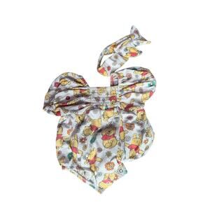 Disney Winnie the Pooh Floral Baby Romper & Matching Headband Set Smocked 0-3